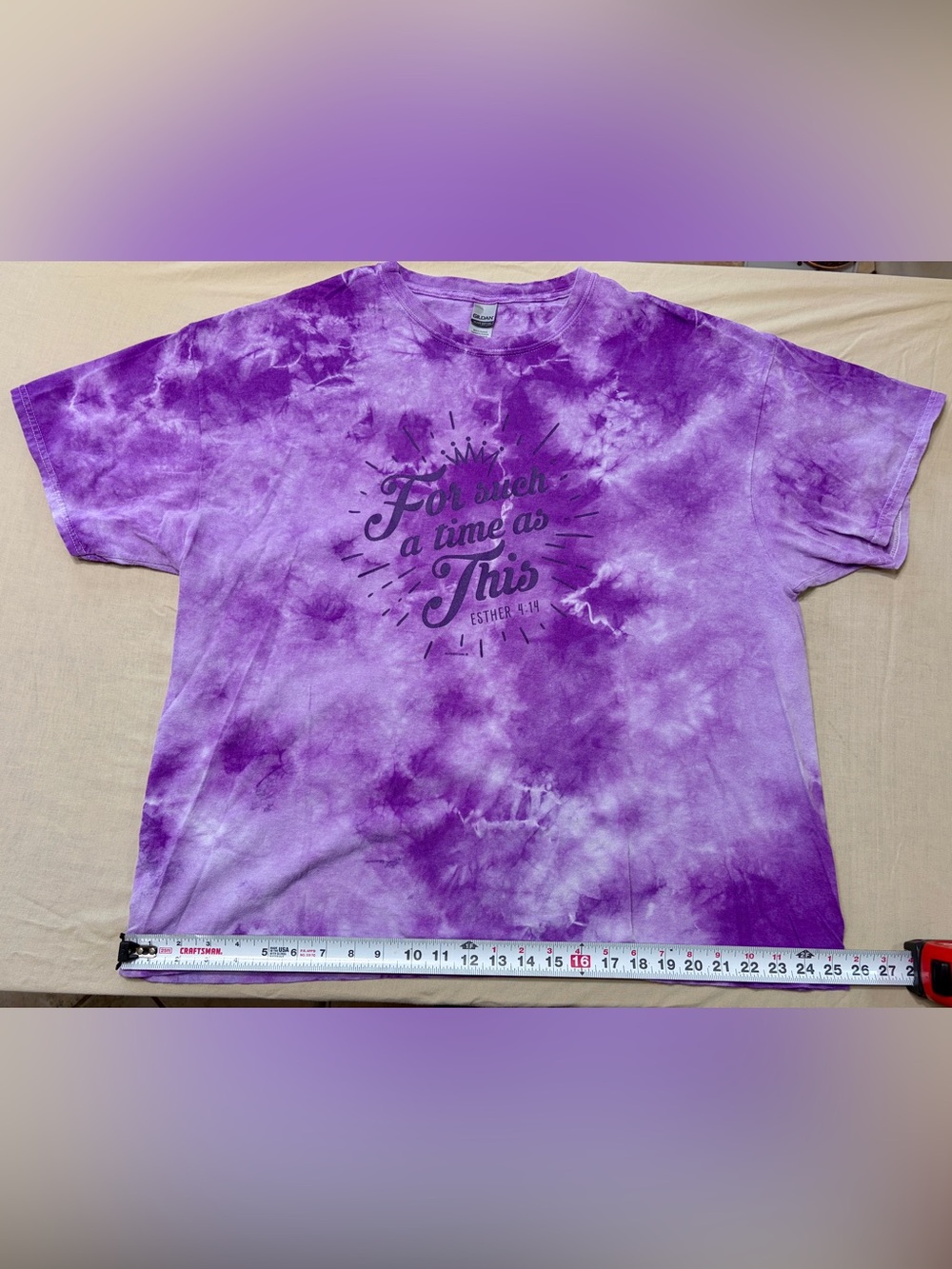 Gildan Heavy Cotton Women’s 2XL Purple Tie-Dye Religious Graphic T-Shirt